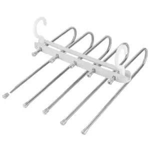 Organizador de pantalones de acero inoxidable con ganchos múltiples metálicos plegables para clóset.